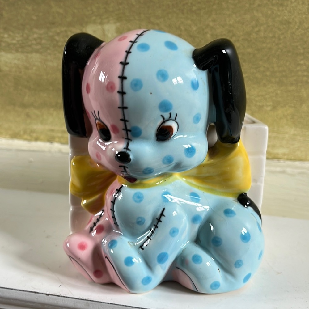 Stuffed Animal Puppy Dog Planter made in Japan circa 1950s Napco